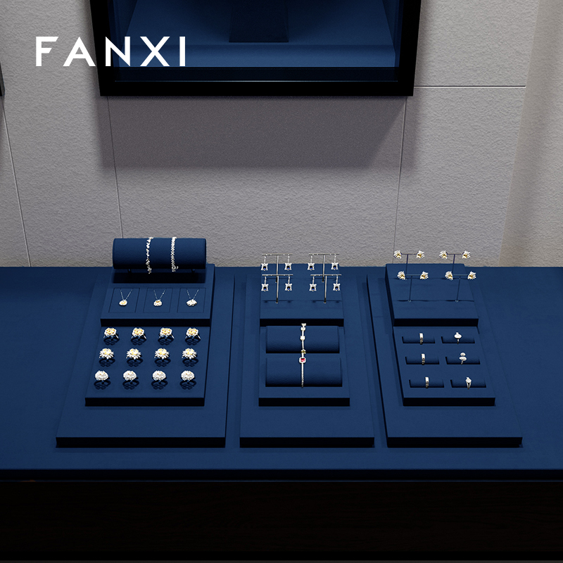 FANXI factory Blue Microfiber luxury jewellery display