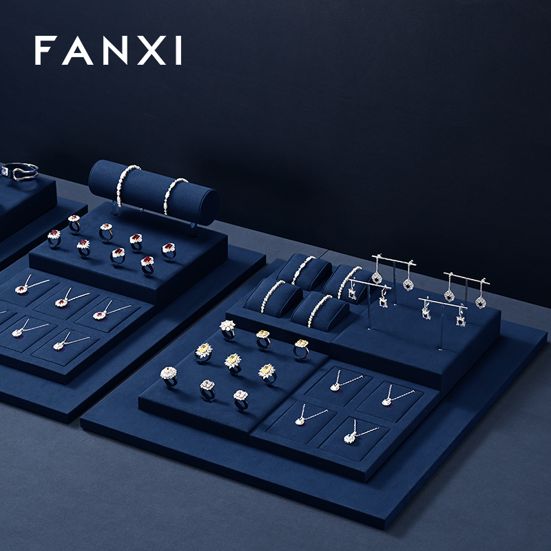 FANXI factory Blue Microfiber luxury jewellery display