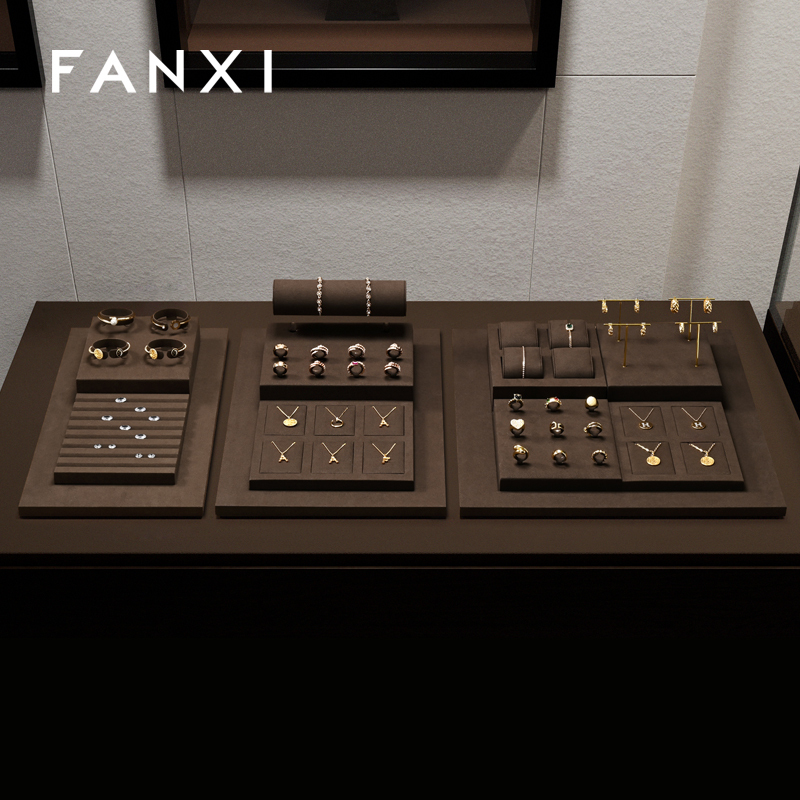 FANXI factory Coffee color Microfiber luxury jewellery display