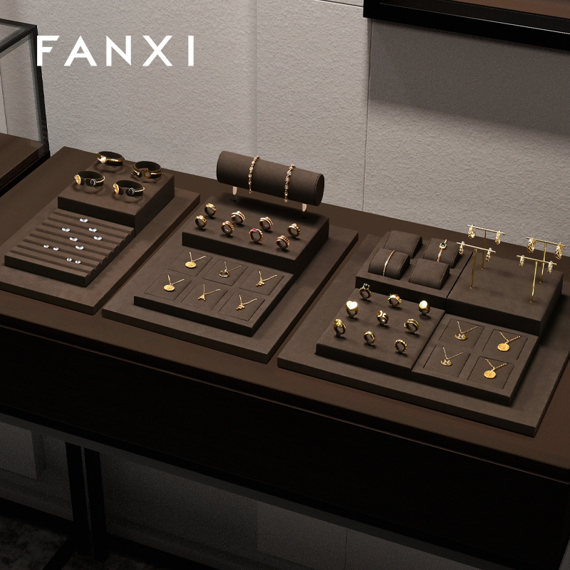 FANXI factory Coffee color Microfiber luxury jewellery display
