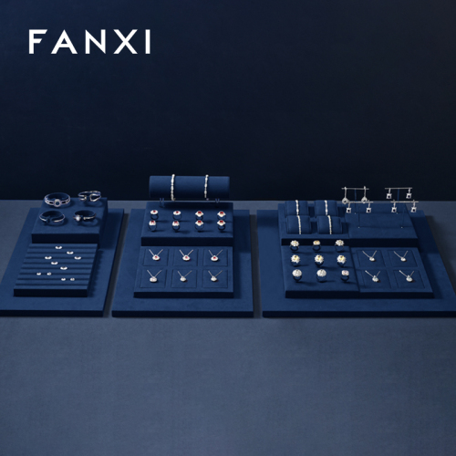 FANXI factory Blue Microfiber luxury jewellery display