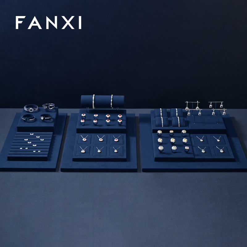 FANXI factory Blue Microfiber luxury jewellery display
