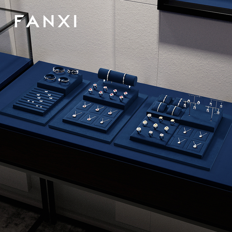 FANXI factory Blue Microfiber luxury jewellery display
