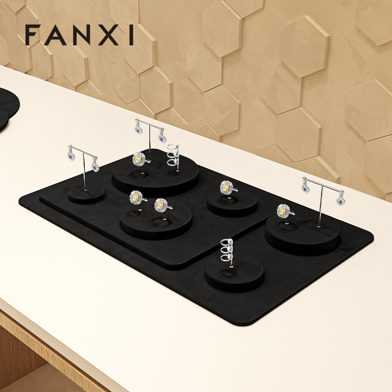 FANXI new arrival Black Microfiber jewelry display rack