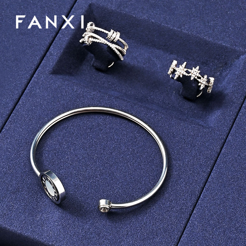 FANXI fashion glossy silver Microfiber jewelry display