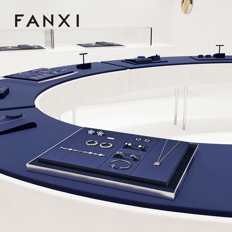 FANXI fashion glossy silver Microfiber jewelry display