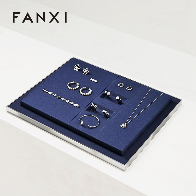 FANXI fashion glossy silver Microfiber jewelry display