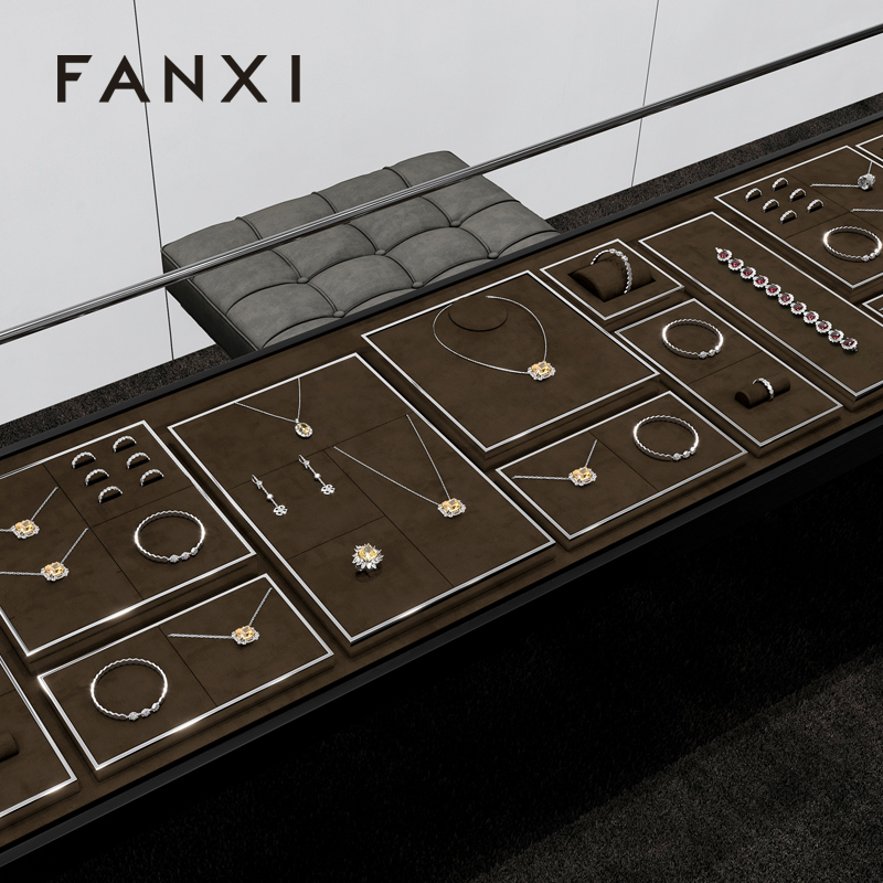 FANXI New arrival Coffee color metal Jewelry Display