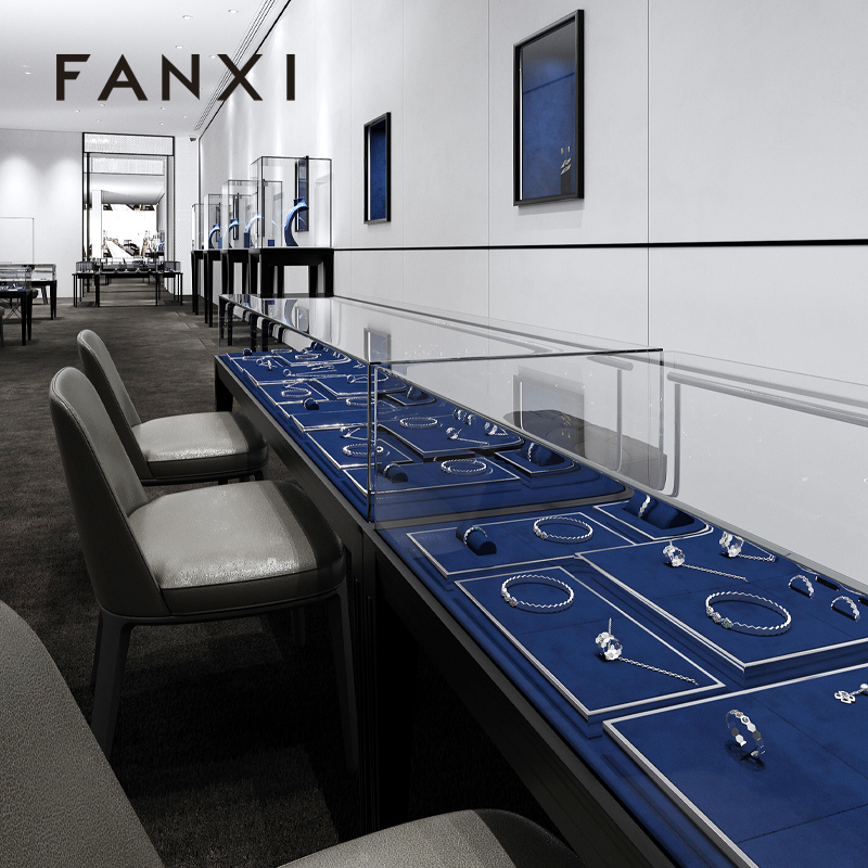 FANXI Custom Blue microfiber luxury jewellery display