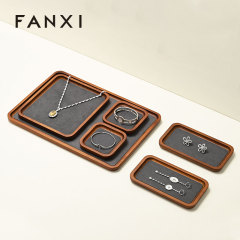 Solid wooden jewellery ring display jewelry tray