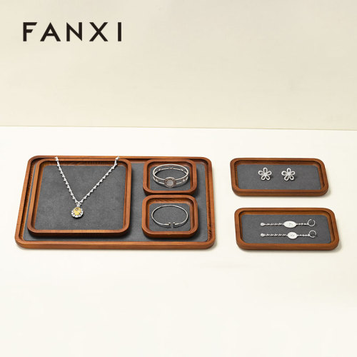 Solid wooden jewellery ring display jewelry tray