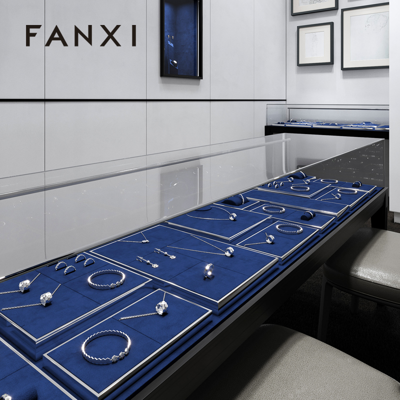 FANXI Custom Blue microfiber luxury jewellery display