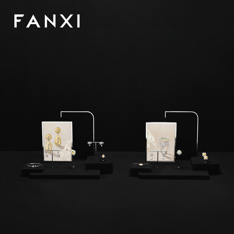 FANXI Fashion Black Microfiber Jewelry display set