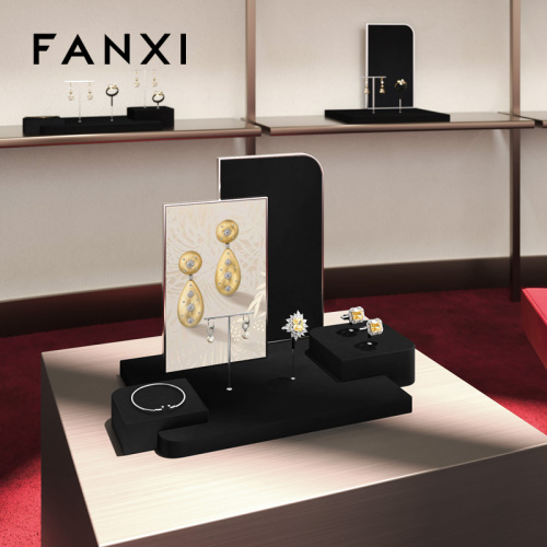 FANXI Fashion Black Microfiber Jewelry display set