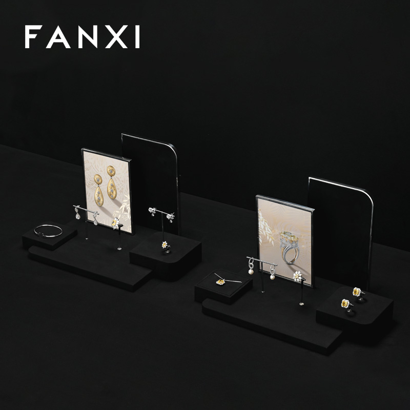 FANXI Fashion Black Microfiber Jewelry display set
