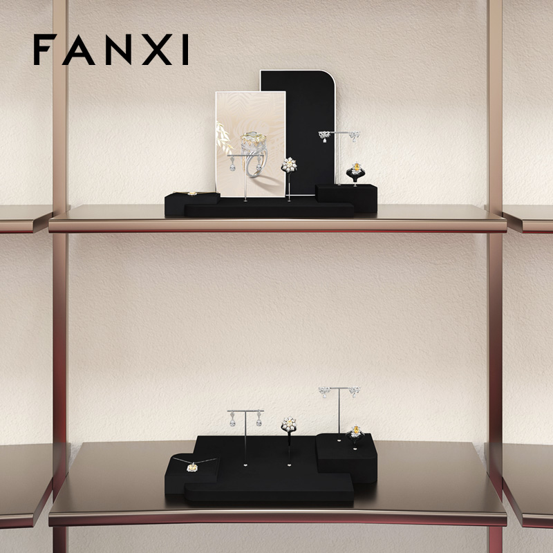 FANXI Fashion Black Microfiber Jewelry display set