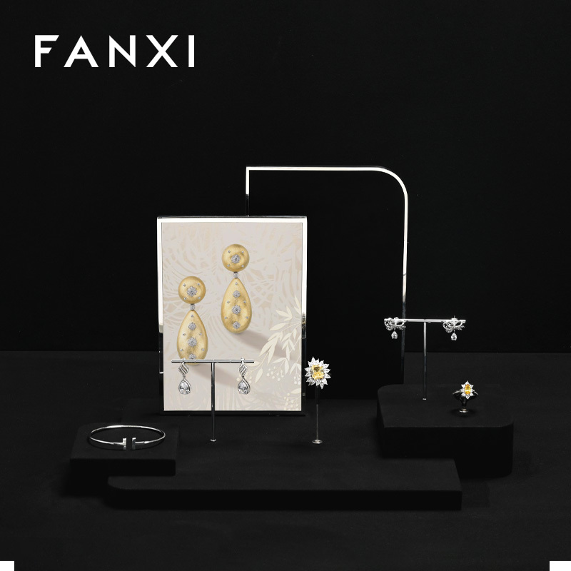 FANXI Fashion Black Microfiber Jewelry display set