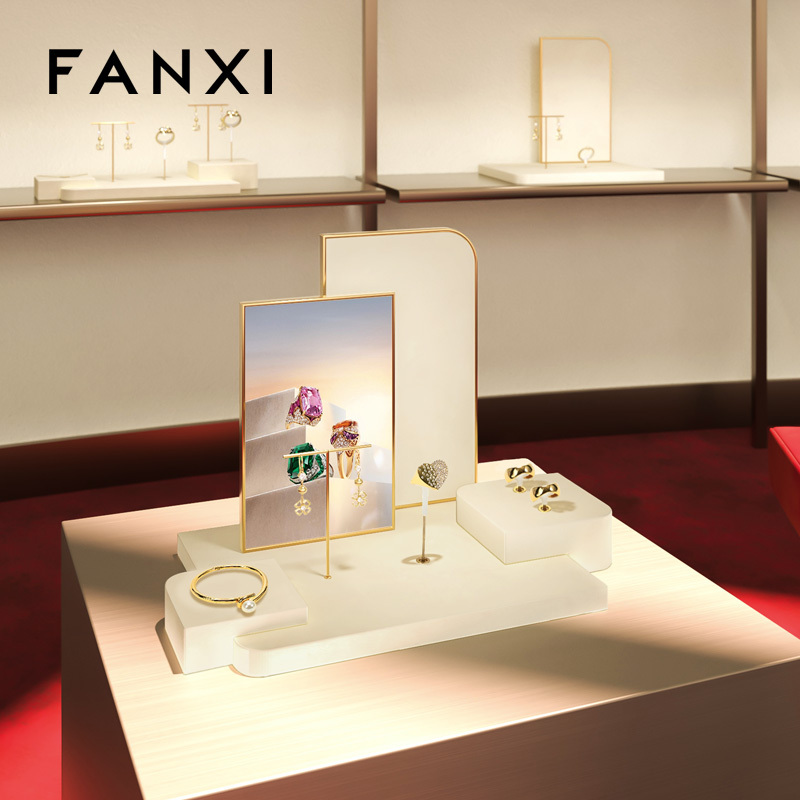 FANXI New arrival Beige Microfiber Jewelry display set