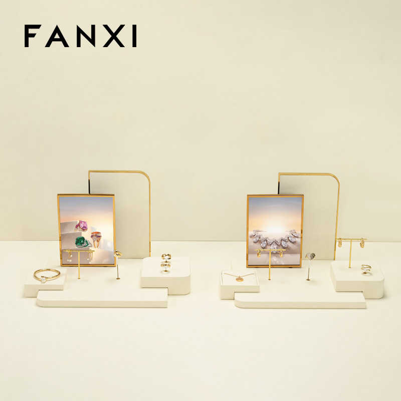 FANXI New arrival Beige Microfiber Jewelry display set