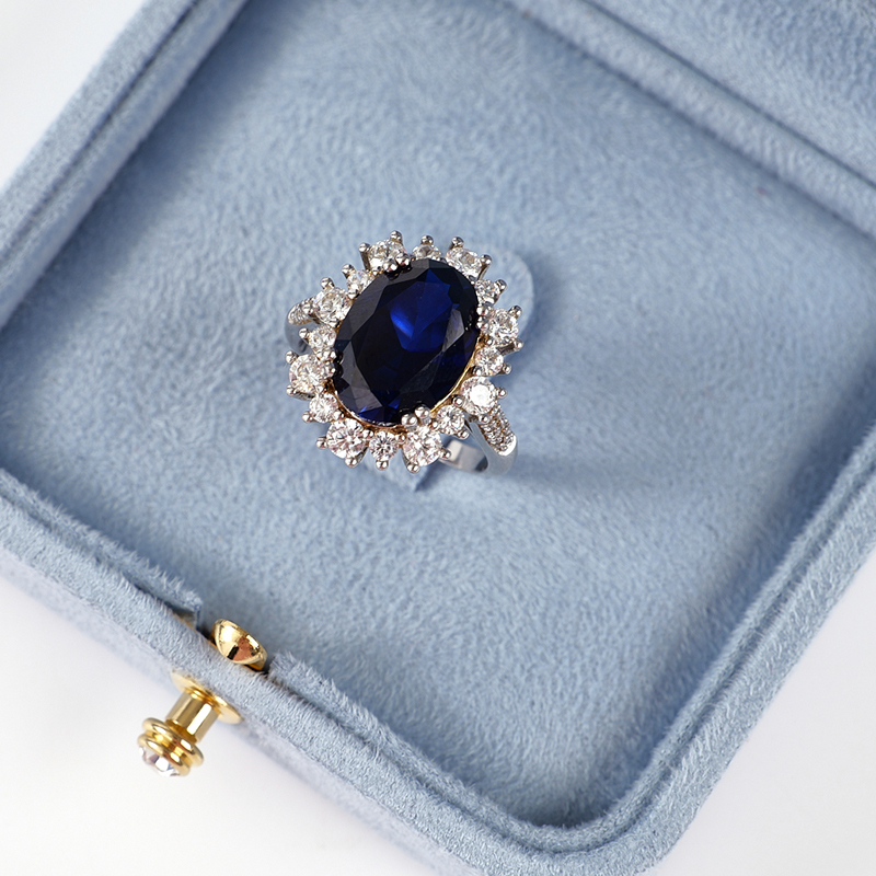 FANXI Luxury suede Blue Jewelry box