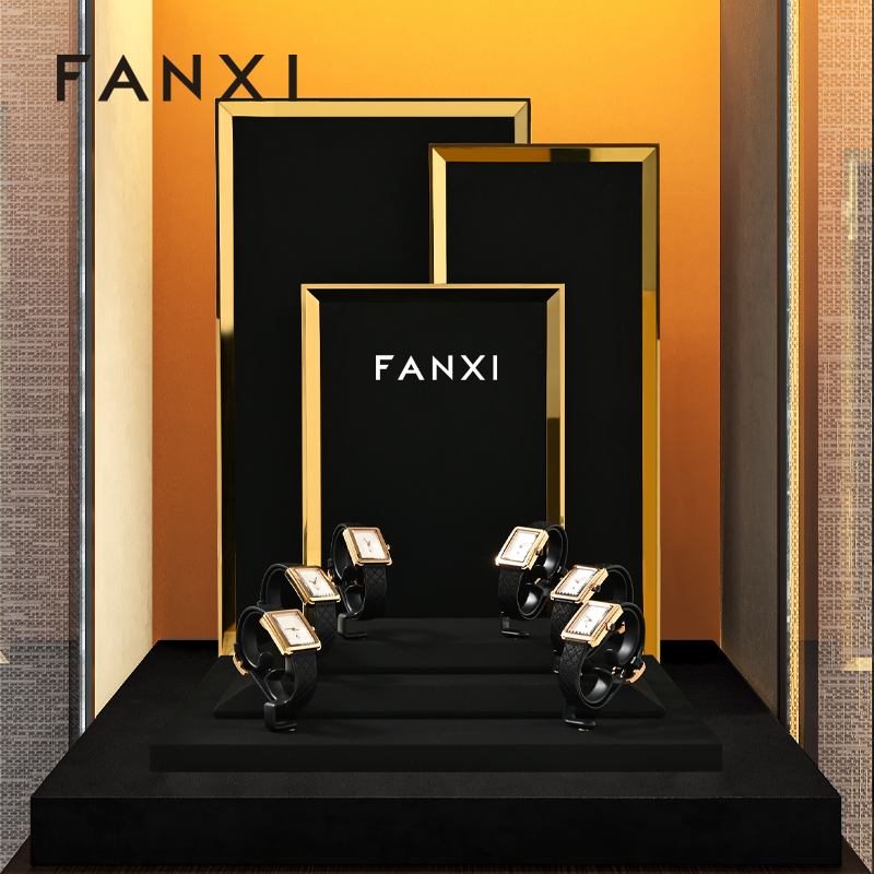 FANXI Custom Beige and black microfiber Jewelry set