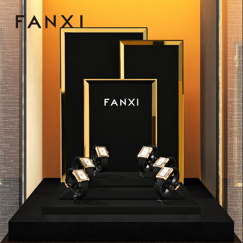 FANXI Custom Beige and black microfiber Jewelry set
