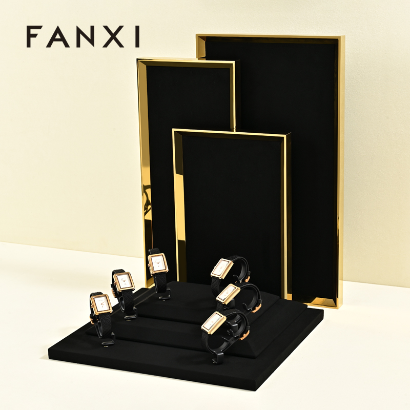 FANXI Custom Beige and black microfiber Jewelry set