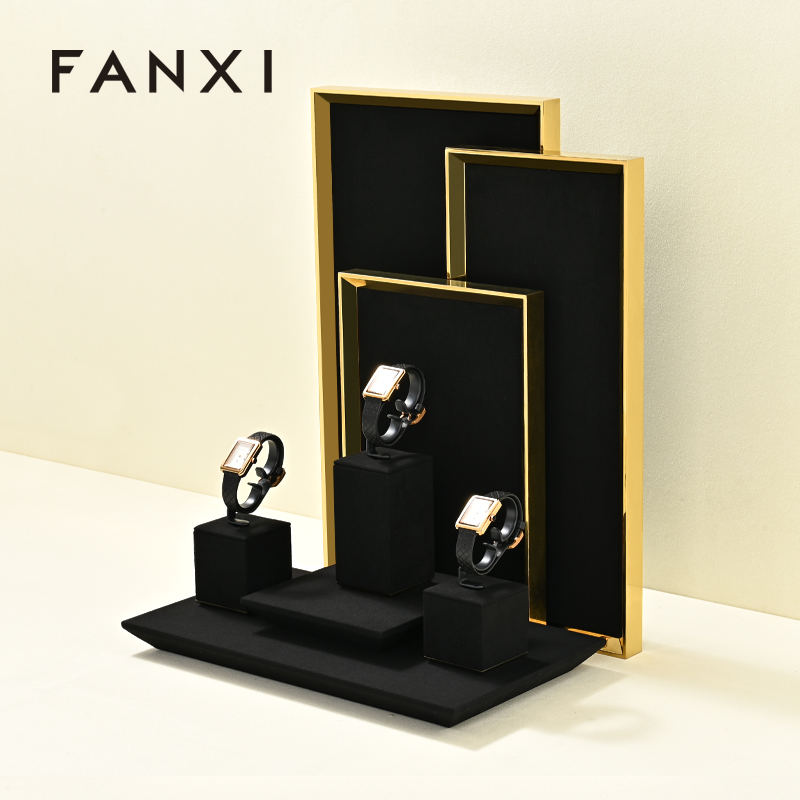 FANXI Fashion Microfiber black metal Jewelry display