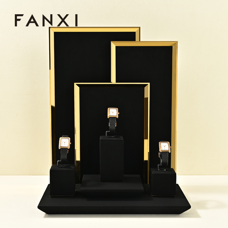 FANXI Fashion Microfiber black metal Jewelry display