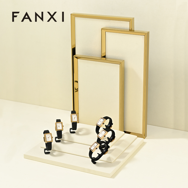 FANXI Custom Beige and black microfiber Jewelry set
