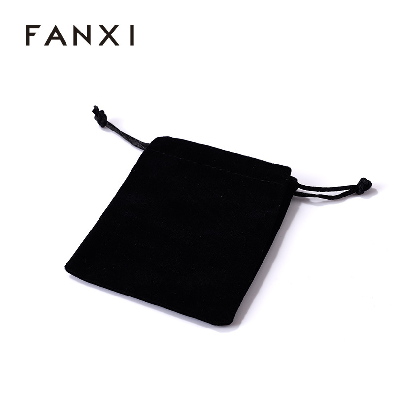 FANXI Fashion Velvet Black Jewelry Pouch