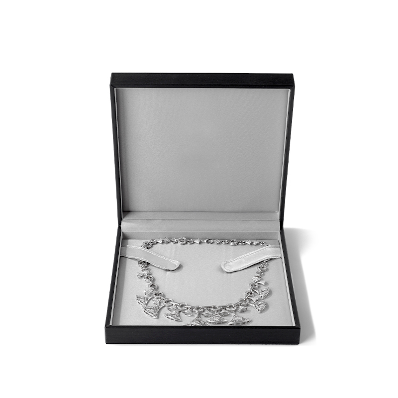 FANXI Wholesale Leather Silk Black Necklace Box