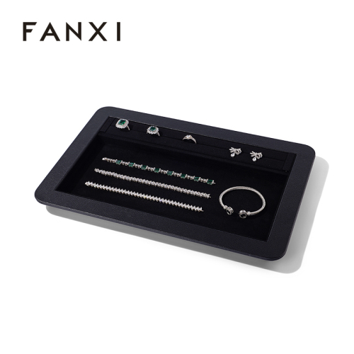 FANXI New arrival Black Microfiber Jewelry Tray