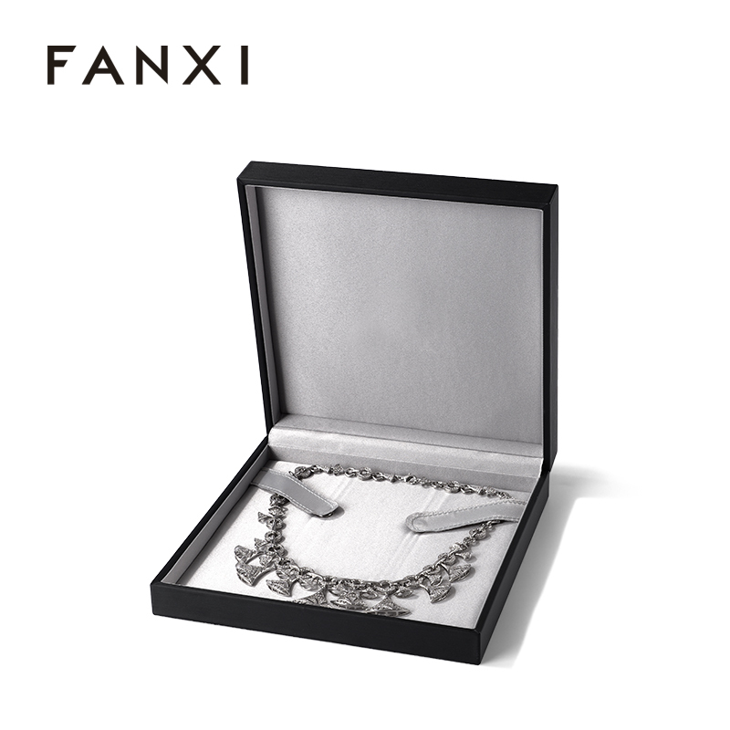 FANXI Wholesale Leather Silk Black Necklace Box