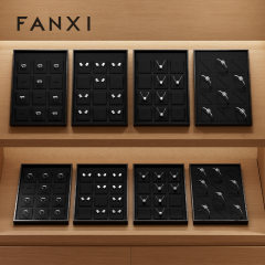 FANXI Custom leather Microfiber Black Jewelry plate