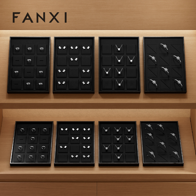 FANXI Custom leather Microfiber Black Jewelry plate