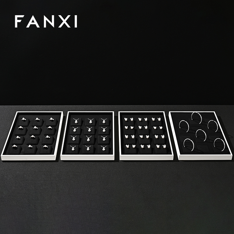 FANXI Luxury Black Microfiber and leather Jewelry display tray