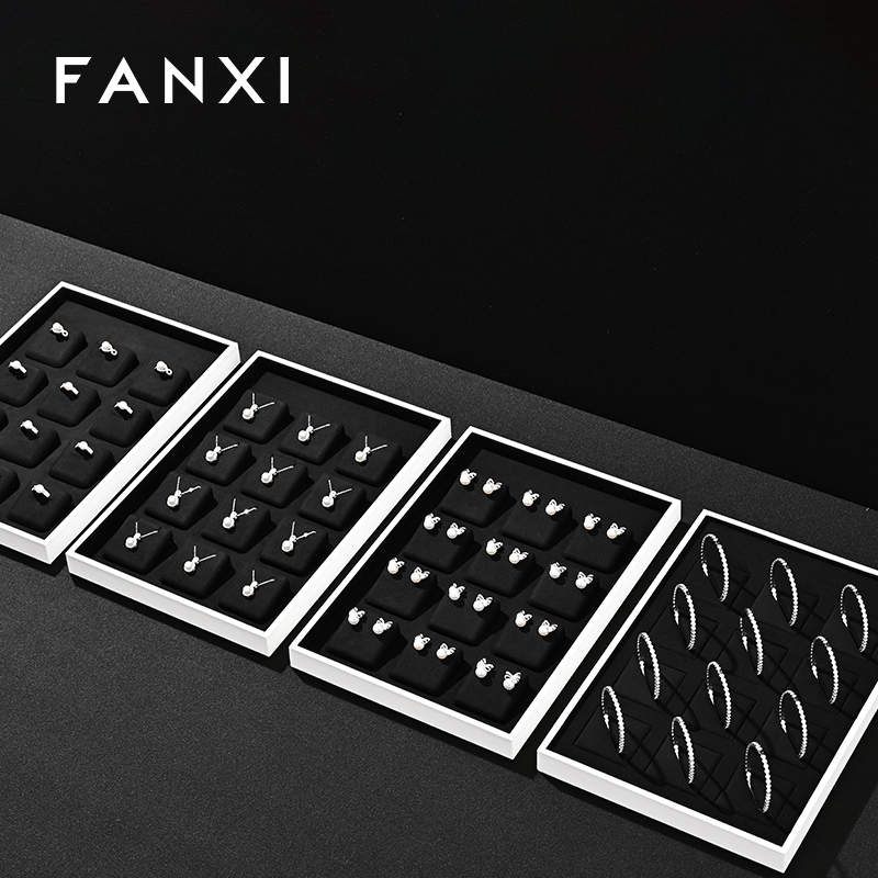 FANXI Luxury Black Microfiber and leather Jewelry display tray