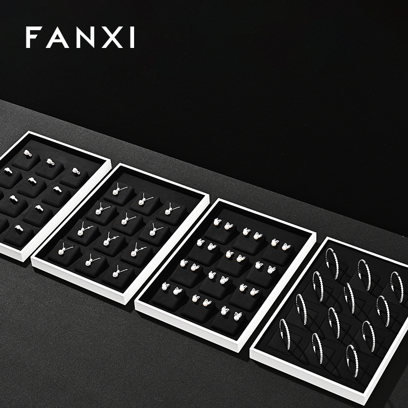 FANXI Luxury Black Microfiber and leather Jewelry display tray