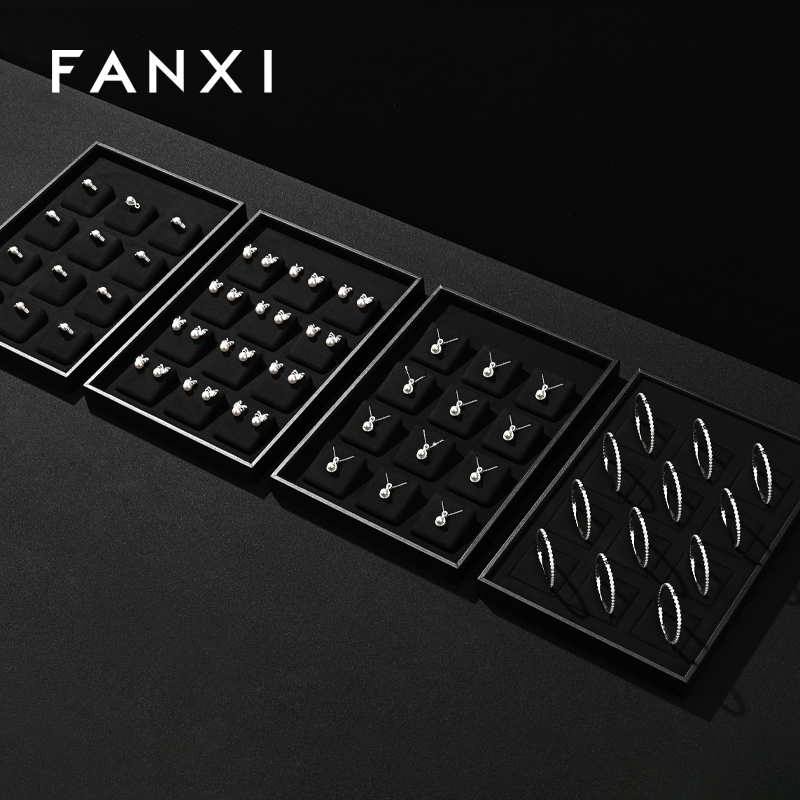 FANXI Custom leather Microfiber Black Jewelry plate