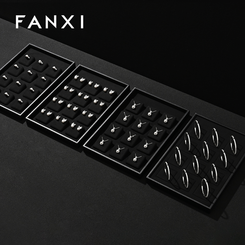 FANXI Custom leather Microfiber Black Jewelry plate