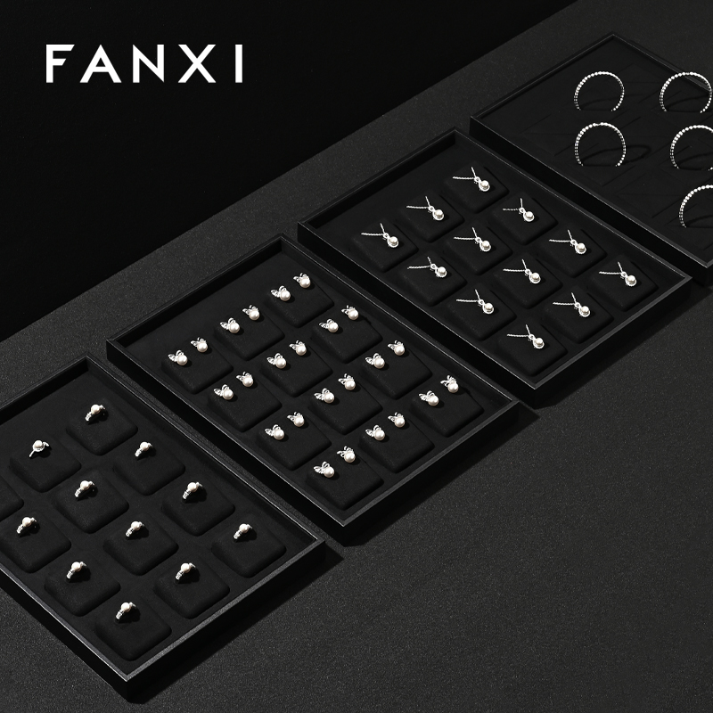 FANXI Custom leather Microfiber Black Jewelry plate