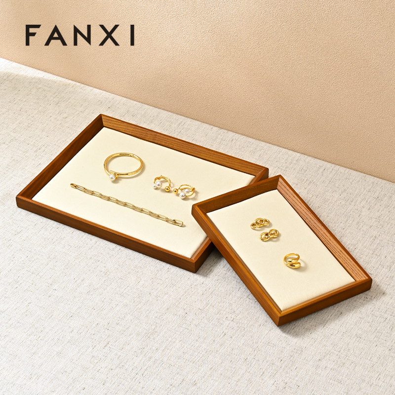 FANXI High quality solid wood Beige Jewelry plate