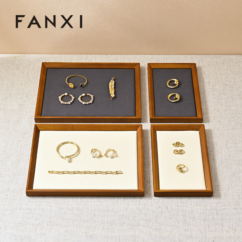FANXI High quality solid wood Beige Jewelry plate