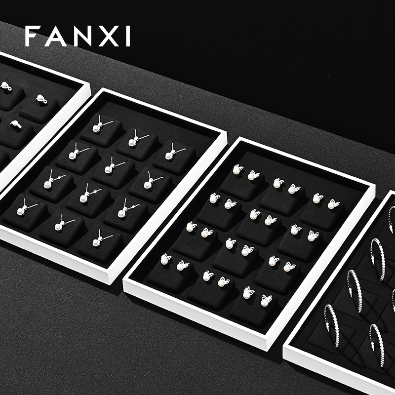 FANXI Luxury Black Microfiber and leather Jewelry display tray