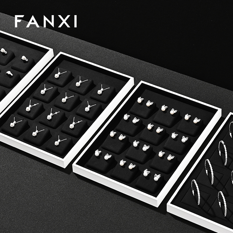 FANXI Luxury Black Microfiber and leather Jewelry display tray