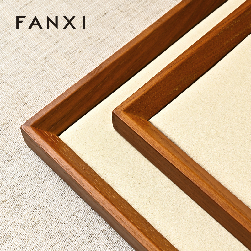 FANXI High quality solid wood Beige Jewelry plate