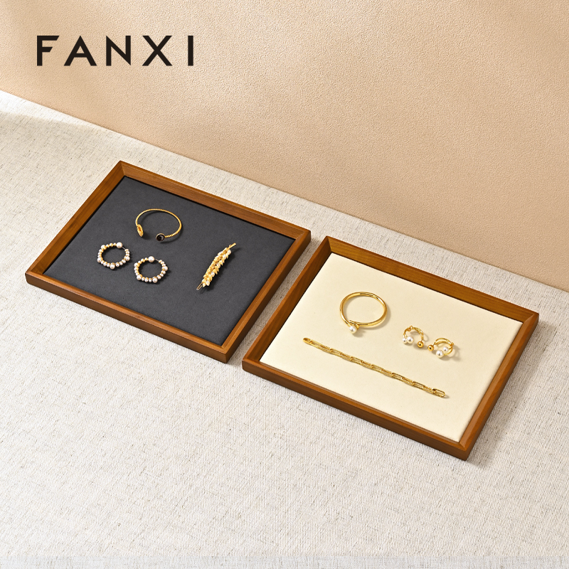 FANXI High quality solid wood Beige Jewelry plate