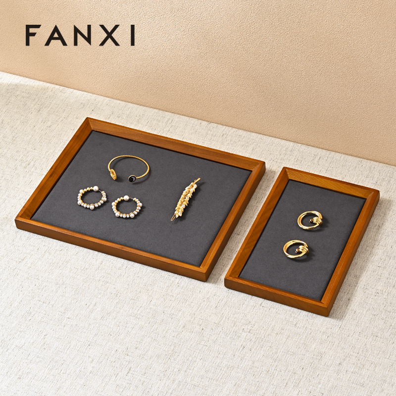 FANXI High quality solid wood Beige Jewelry plate