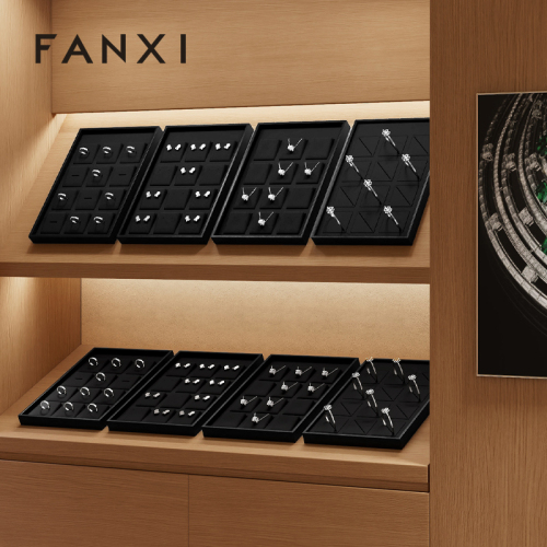 FANXI Custom leather Microfiber Black Jewelry plate